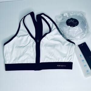 Rion Zip Front Racerback Sports Bra New S